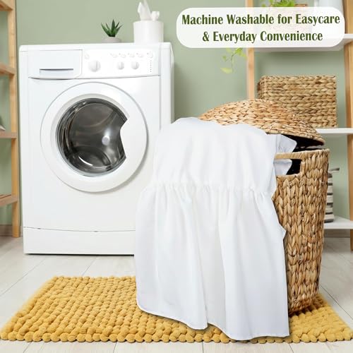 Image of Luxury Crib Bed Skirt 28 inch x 52 inch with 14 Inch Drop Soft & Breathable Dust Ruffle Fits Standard Crib and Toddler Bed Nursery Microfiber Fabric Ruffle Bed Skirt for Baby Boys or Girls White Solid
