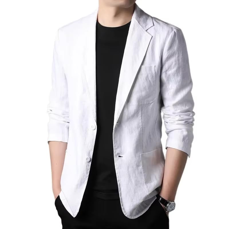 Men's Lightweight Breathable Linen Suit Jacket Spring Summer Blazer for Men-Color3 7
