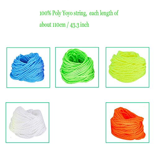 magicyoyo 100 polyester professional yoyo strings for responsive and non responsive yoyos - pack of 25blue green whiteyellow orange
