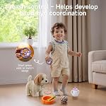 OR OR TU Walking Barking Toy Dog with Remote Control Leash, Plush Puppy Electronic Interactive Toys for Kids, Shake Tail,Pretend Dress Up Realistic Stuffed Animal Dog Age 3 4 5 6+ Years Old Best Gift