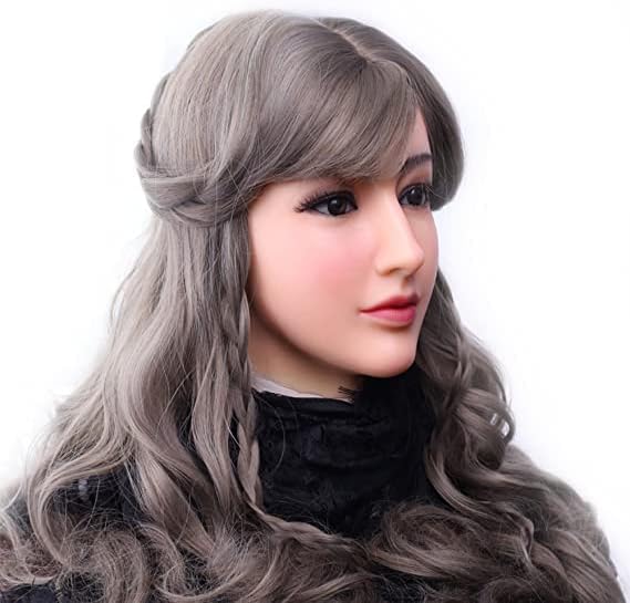 Miniatura 2 de Minaky Máscara de cabeza femenina realista de silicona suave, hecha a mano, para travesti, disfraces transgénero, disfraz 3G (No.2)