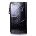 Obosoyo Women's RFID Blocking Large Capacity Luxury Wax Genuine Leather Clutch Wallet Card Holder Organizer Ladies Purse Black
