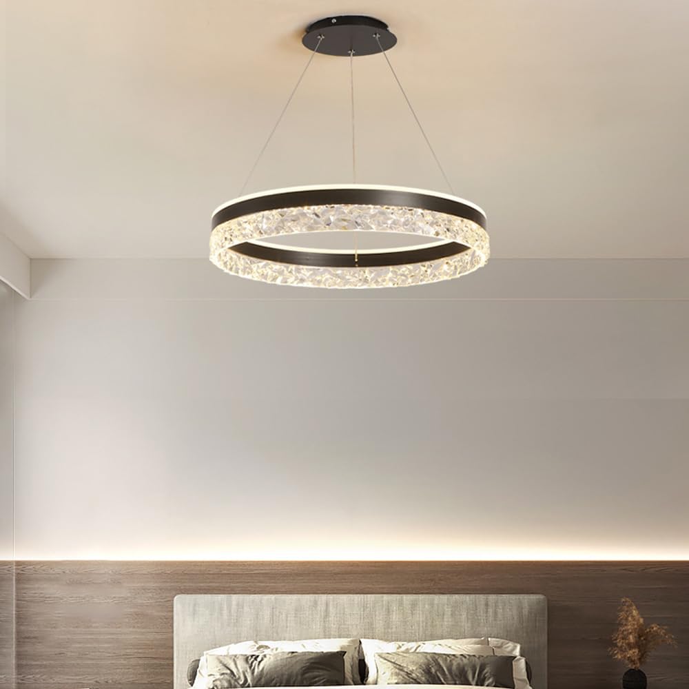 Lampa wisząca LED 50W Skandynawska nowoczesna prosta żelazna lampa wisząca Okrągła lampa wisząca z regulacją wysokości do jadalni Kuchnia Wyspa Bar Stół do jadalni Oprawy sufitowe Oprawy oświetleniowe