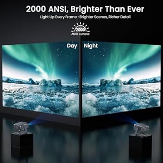 2000 ANSI Official Licensed Google TV Outdoor Projector 4K Decoding, Smart Projector with Wifi and Bluetooth, Auto Focus, Dolby Sound, Built-in Apps, HAPPRUN Indoor Home Theater with 270° Stand