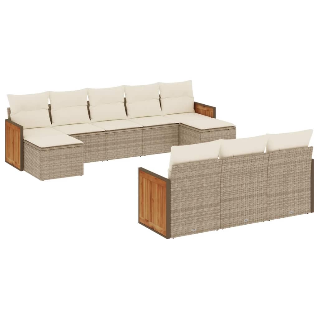 Conjunto de sofás de jardín, diseño modular con ratán PE y acero revestido, muebles de exterior beige para terraza o patio