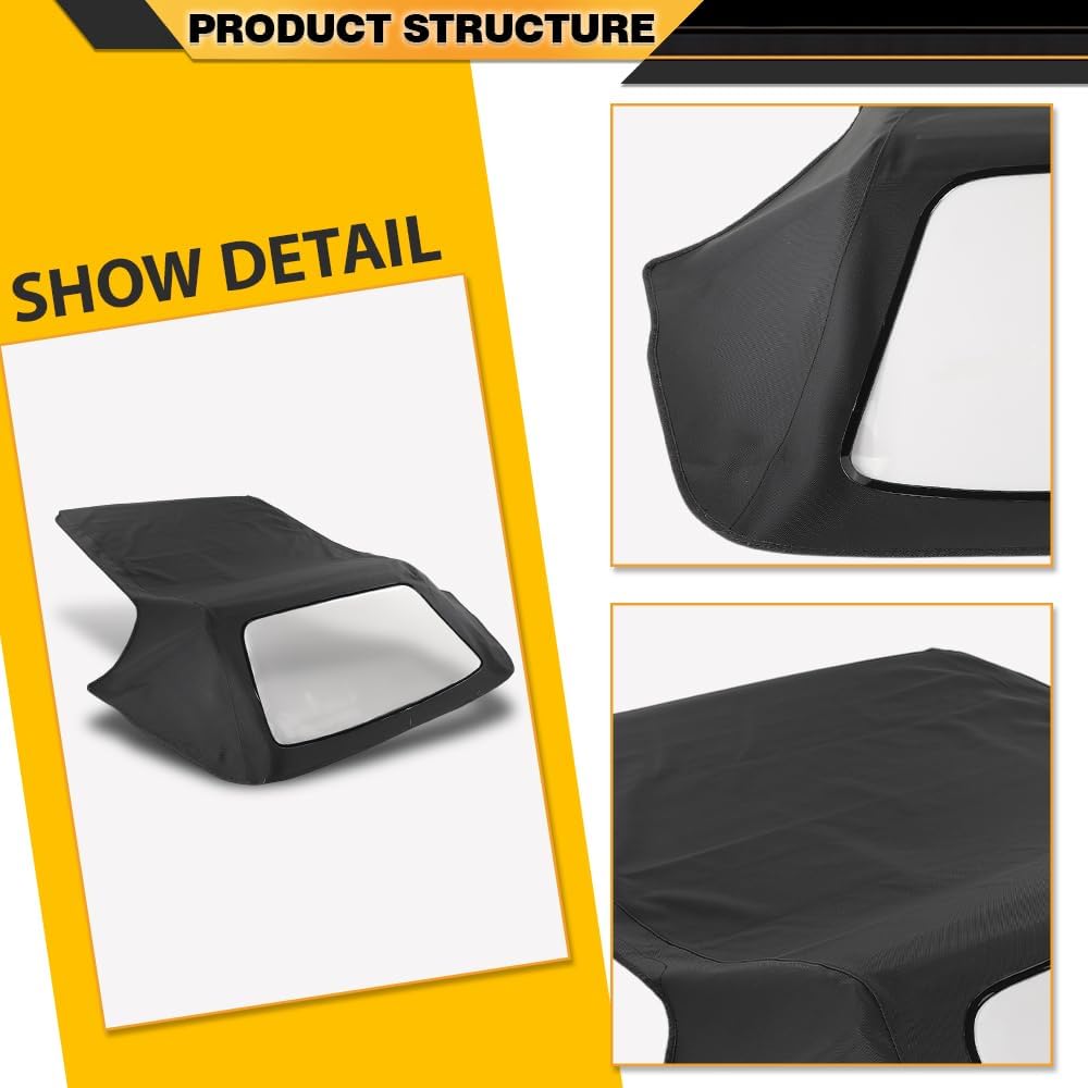 CNNELL Convertible Soft Top Replacement & Clear window Compatible with BMW 3-Series E30 Convertible 1986-1993 Black
