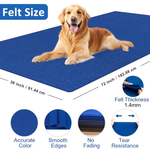 Image of XSEINO Royal Blue Large Felt Fabric 72 inch X 36 inch(2 Square Yards), 1.4 mm Thick Soft Felt Fabric Sheet for Crafts, Blue Series Colors Soft Nonwoven Fabric, Fit for Decoration, Sewing, DIY Crafts