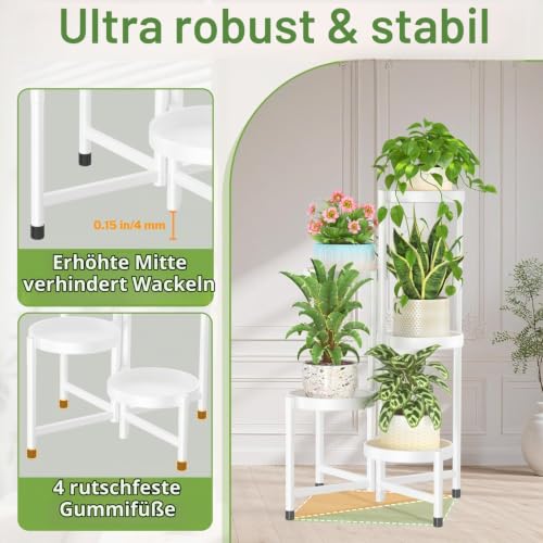 iDavosic.ly Pflanzenständer Blumenständer Metall, 5 Etagen, Weiß – Ansicht 4
