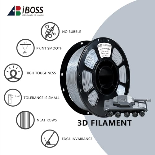 Image of iBOSS Silk PLA Plus Filament 1.75mm Dual Color Black Silver 1KG, Shiny 3D Printer Filament Dimensional Accuracy + /- 0.05mm, 1kg Spool(2.2lbs) Fits for Most FDM 3D Printers(Silk Black Silver)