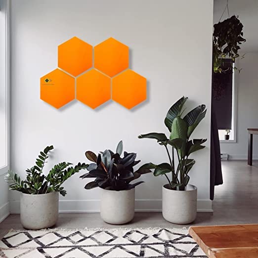 Image of YGM Acoustic Foams Professional Hexagon Acoustic Foam Panels, Absorption Panel, 12 X 12 X 1 inch High Density Edge Wall Tiles for Acoustic Treatment (Orange, Set of 10)