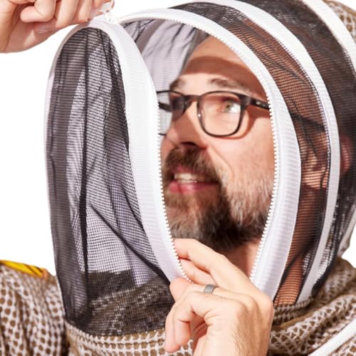 Sting Stopper: Beekeeping Veil - Replacement Round or Fencing Style, Universal Fit for All Suits & Jackets, 3-Layer Mesh for Maximum Sting Protection, Olive Green