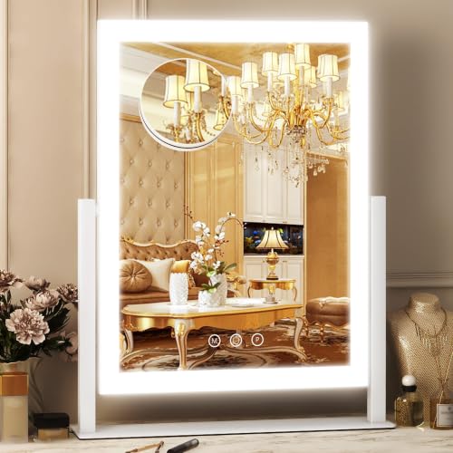 Image of FENNO Rectangular Makeup Vanity Mirror with Lights, 13x17 Inch, White