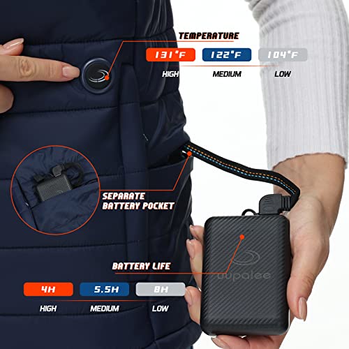 Uupalee Women's Heated Vest With Battery Pack Lightweight Warm Jacket Winter Slim Fit Coat Waterproof Fishing Vest Navy M #TOP3