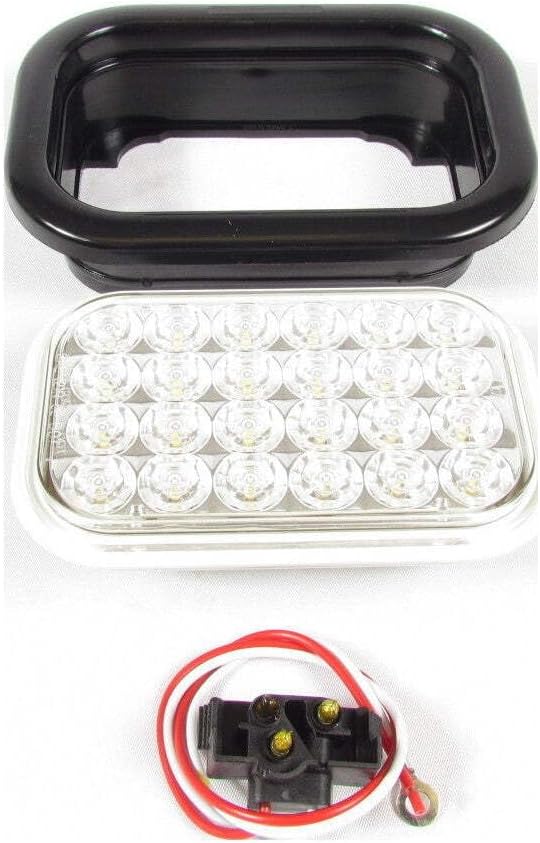 Fortpro 5 5/16" x 3 7/16" White Rectangular Backup Led Light with 24 Leds and Clear Lens | F235306