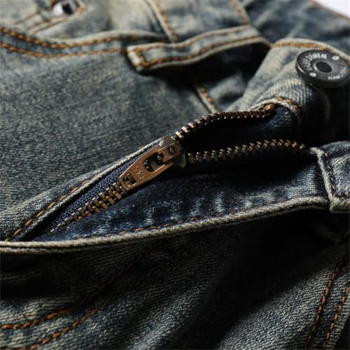 Men Distressed Denim Pants Patchwork Hip Hop Motocycle Full Length Vintage Jeans Skinny3