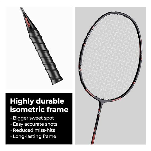 Image of Lifelong Aluminium Alloy Fully Strung Badminton Racket | 90g Lightweight Badminton Racquet for Beginners | Jointless Shaft | High Durability | Black