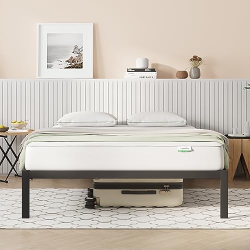 Novilla Metal Platform Bed Frame, Wood Slat Support, No Box Spring Needed, Easy Assembly, Black, Queen