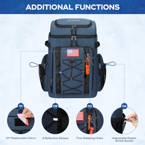Image of Maelstrom 35 /50 Can Insulated Backpack Cooler, Leakproof Soft Lunch Ice Bag | Keeps Food Cold For 16h, Peva Liner, Durable Nylon, Ergonomic Padding. Perfect For Men, Women, Camping, Beach, Hiking, Travel