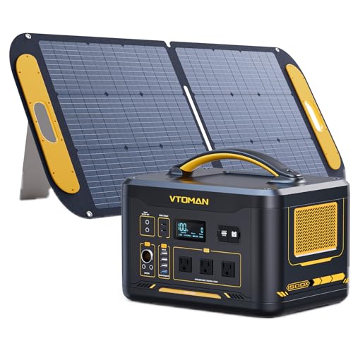 Image of VTOMAN Jump 1500X Portable Power Station with 110W Solar Panel | 828Wh LiFePo4 Solar Generator Kit with 1500W Pure Sine Wave Output, Dual 100W USB-C and MPPT for Home Backup RV Camping