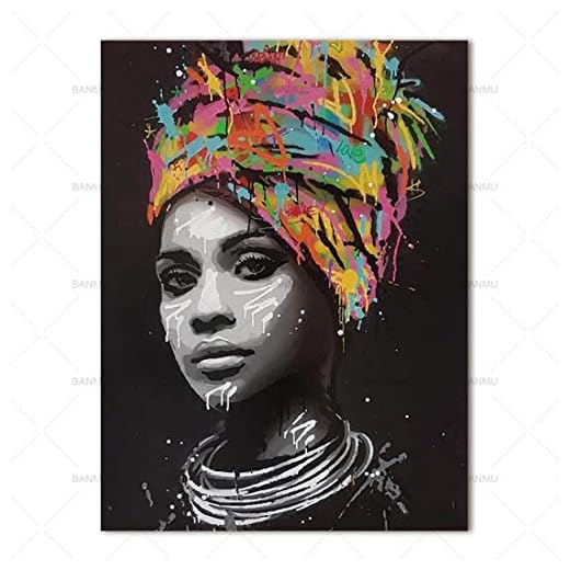 FENGJIAREN Impression Haute Définition Affiches Et Impressions Art Abstrait Africain Original Décoration Femmes Décoration Toile Peinture pour Salon Home Decor sans Cadre, 50Cm × 70Cm