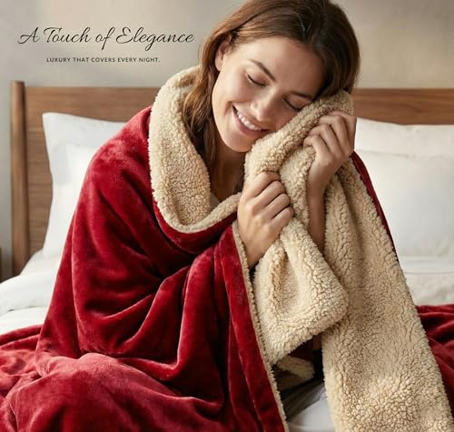 Image of VAS COLLECTIONS Premium Ultra-Soft Comforter | 350 GSM Cozy Single Bed Blanket 223x142 cm | Warm Winter Bedding for Bedroom, Soft & Plush Blanket 1100 g (Maroon & Beige)