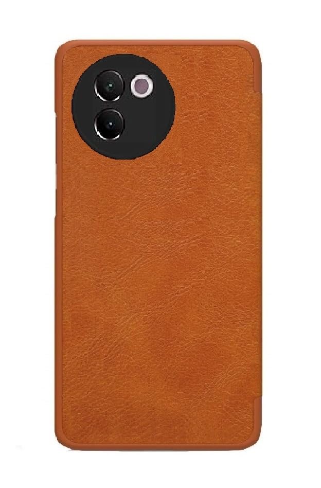 Image of WHITBULL Smart Magnetic Closer Flip Cover Compatible with Vivo V30e 5G (Brown)
