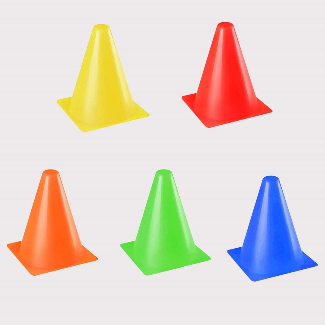 De Jure Fitness Agility Cones 5 Pack 9 Inch, Sport Training Agility Field Marker Cone for Soccer, Skating, Football, Basketball, Games, Indoor and Outdoor Activity & Festive Events, Multicolor (B0C5R1KDK4) Amazon Price History, Amazon Price Tracker
