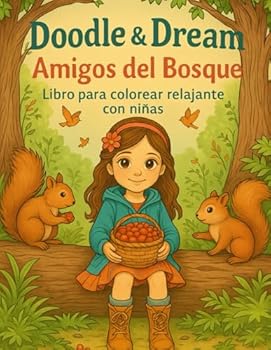 Paperback Doodle & Dream — Amigos del Bosque: Libro para colorear relajante con niñas y animales del bosque (Spanish Edition) [Spanish] Book