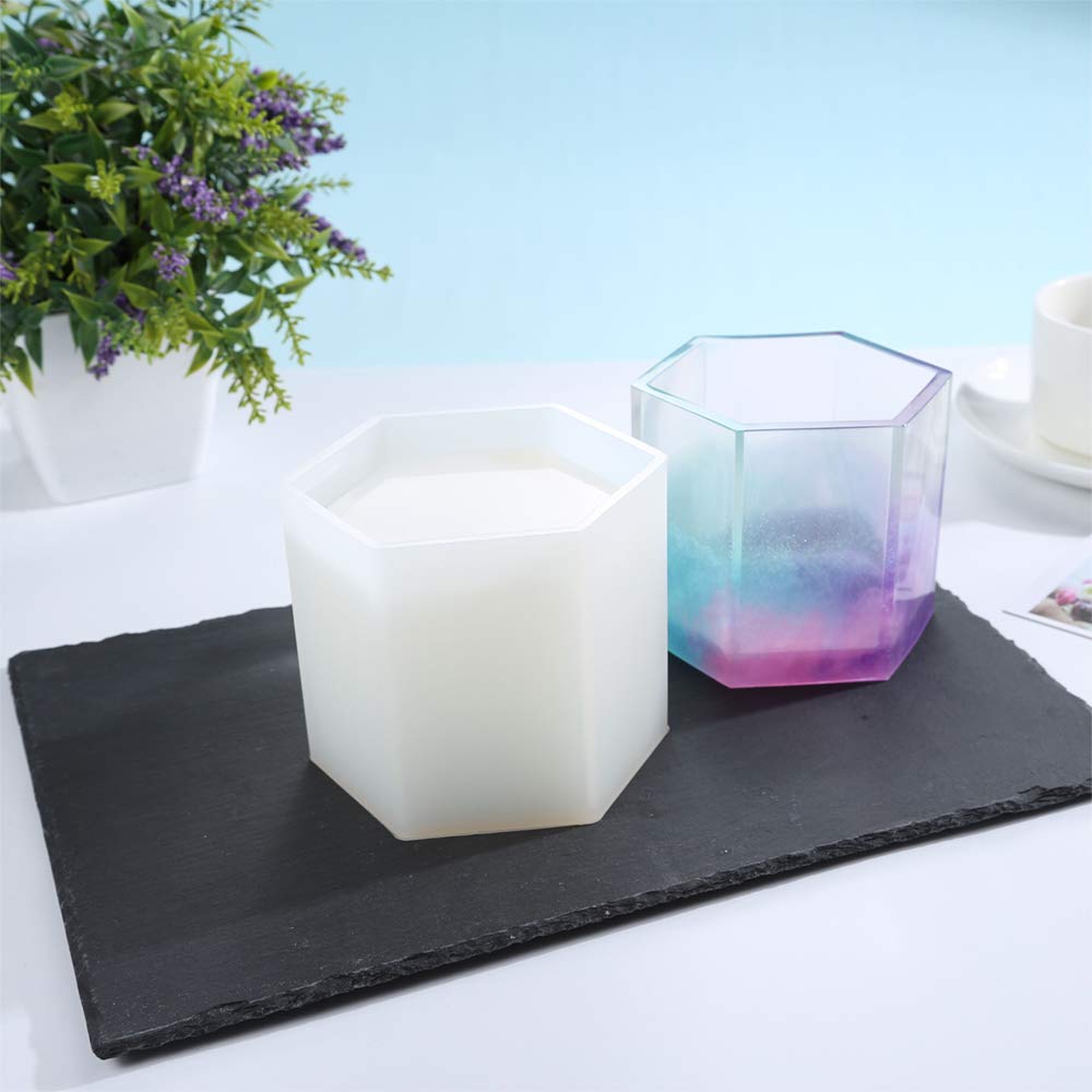Stampo in Silicone per Resina Epossidica Fai-da-Te, Vaso Esagonale Rotondo, Disposivo per Fiori, Coltura di Piante Acquatiche  36