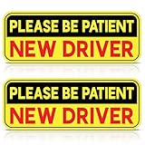 Sticky Expressions | (2 Pcs) New Driver Stickers for Cars – 9 by 3.3 – Strong Adhesive, Durable, Weatherproof Student Driver Sticker. Perfect for Learners