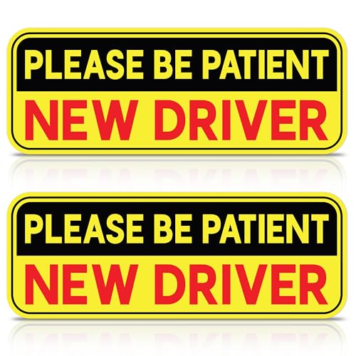 Sticky Expressions | (2 Pcs) New Driver Stickers for Cars – 9 by 3.3 – Strong Adhesive, Durable, Weatherproof Student Driver Sticker. Perfect for Learners
