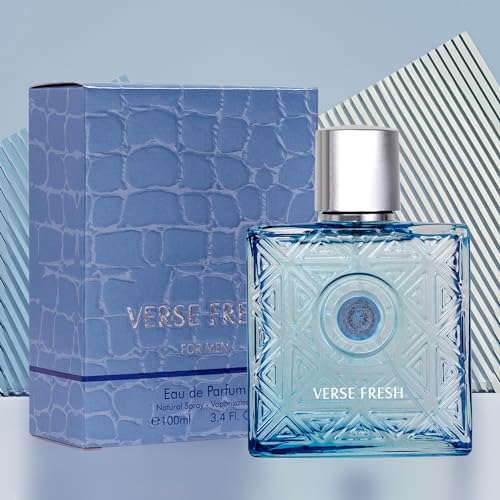NovoGlow Verse Fresh for Men - 3.4 Fl Oz Eau De Parfum Spray for Men - Long Lasting Citrusy Floral & Woodsy Fragrance Smell Fresh All Day Long Gift for Men for All Occasions