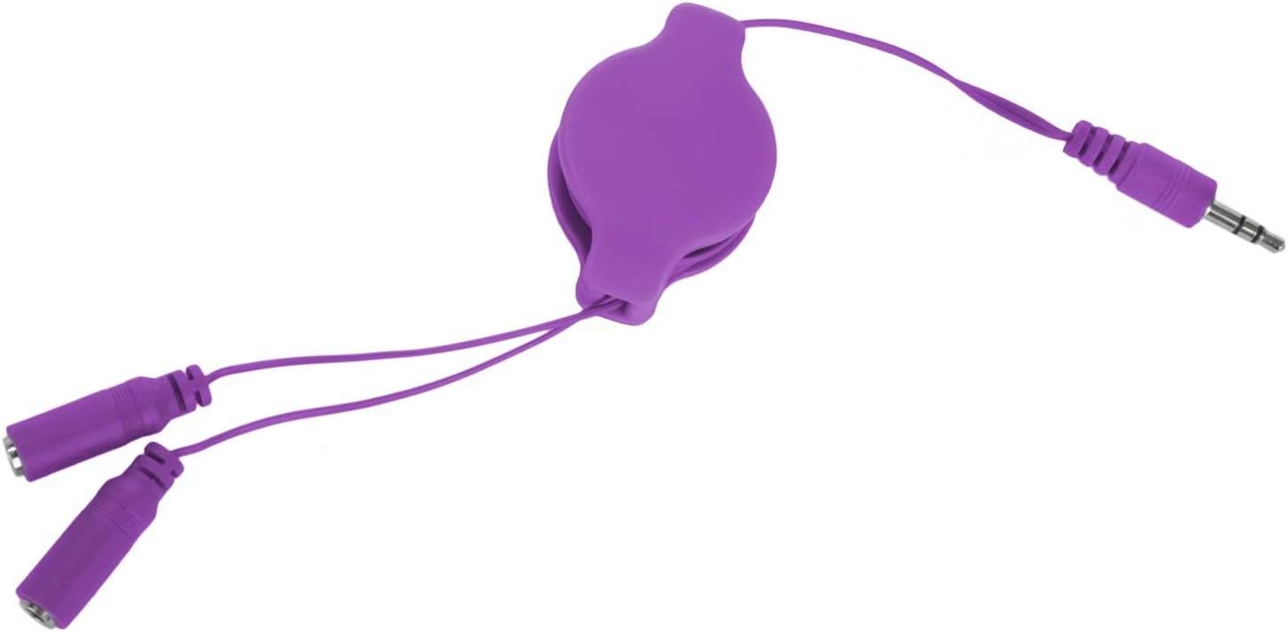 25 Pack 3.5mm Retractable Headphone Splitter Cable 1 Male to 2 Female Earphone Cord