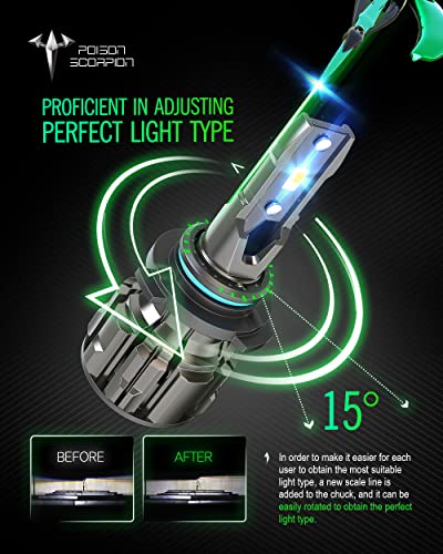 9005 9006 Led Headlight Bulbs,Poison Scorpion 32000Lm 400% Hb4 Hb3 Lights 6500K Cool White High Brightness All-In-One Conversion Kit,Pack Of 4 Halogen Lamp Replacment With Cooling Fan #TOP6