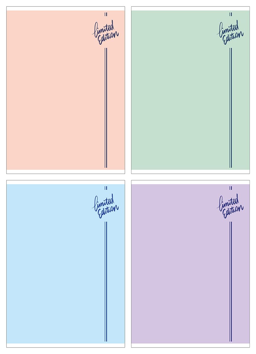 Quaderno scolastico A5 60/60 fogli a quadretti misto confezione 4 pezzi motivi assortiti bordo biglietti bianchi blu