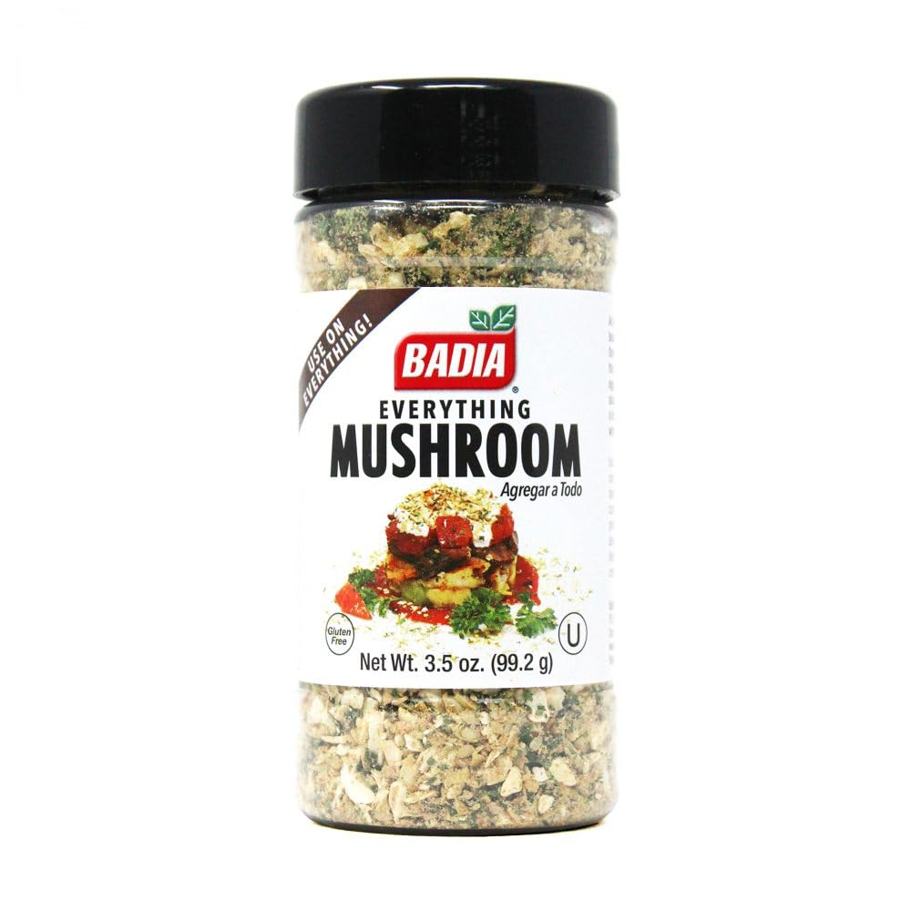 Badia Everything Mushroom Seasoning Blend, 3.5 oz - Gluten-Free, Kosher Versatile Spice Mix for Eggs, Veggies, Proteins & More