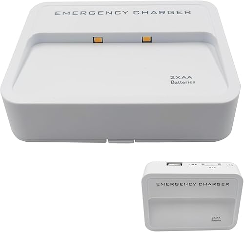 Miniatura 6 de Cargador de teléfono a batería Retención de emergencia en la pared USB Batería Power Bank Portátil 2 AA Baterías Enchufe alimentado (negro) Negro