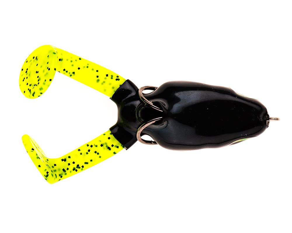 Scum Frog Bigfoot Topwater Bass Fishing Paddle Foot Hollow Body Frog Lure with Weedless Hooks, Black G, Bigfoot, Topwater Lures