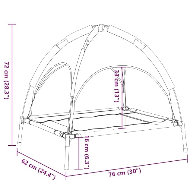 Foto 3 de 8 de vidaXL Cama para Perros con Dosel Antracita Tela Oxford y Acero