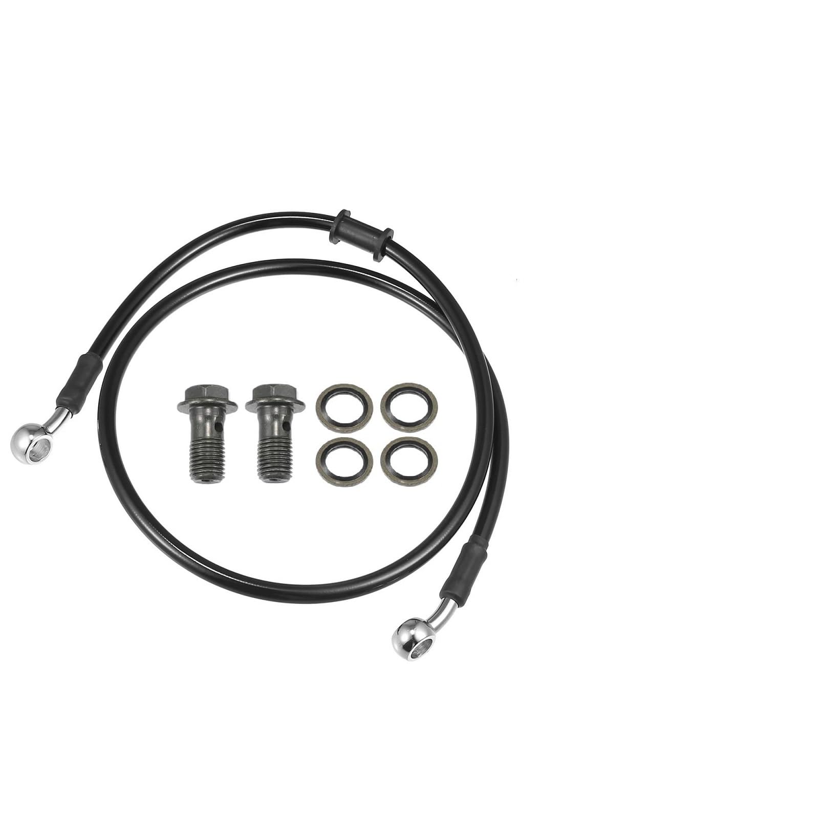 Ksxzw Black- Silver Motorbike Part Motorcycle Hydraulic Brake Oil Hose 90Cm 28 Degree Motorbike Accessories