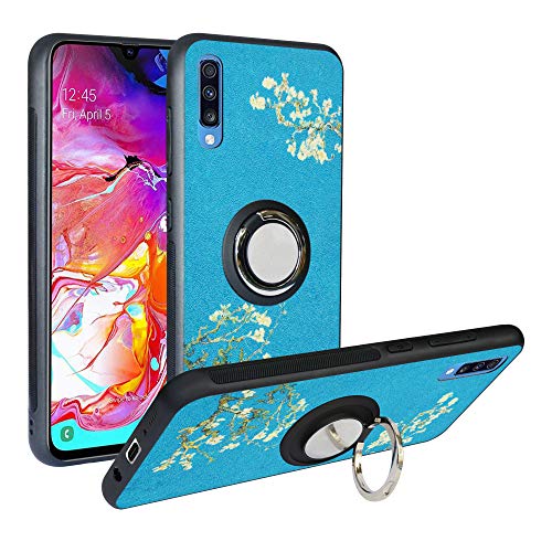 Alapmk Compatible with Galaxy A70 Case, [Personalized Design] A70 Case with Ring Kickstand Fit Car Magnetic, TPU Shockproof Phone Case for Samsung Galaxy A70 2019,Flower