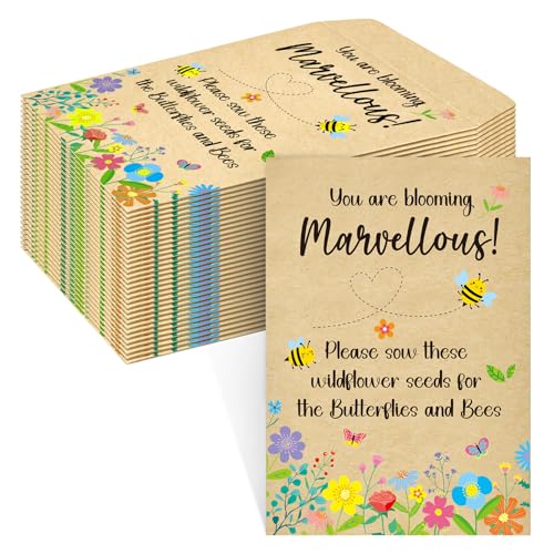 Tenare 30 Pcs Teacher to Student Gifts Wildflower Seed Packets (Not Included) Seeds End of Term Class Gifts for Children Students from Teachers Party Bag Fillers Blooming (Brown)