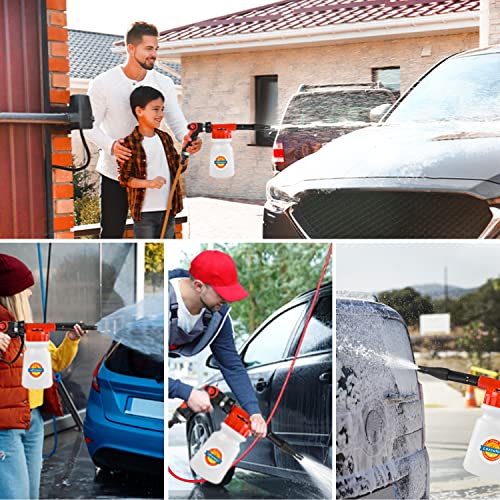 Lezcufer Car Wash Kit With Foam Gun, Car Cleaning Kit With Car Foam Sprayer, Car Detailing Kit, Car Detailing Brush Set, Wheel Brush, Foam Cannon Car Washing Kit Fits Most Garden Hose (Red) #TOP4