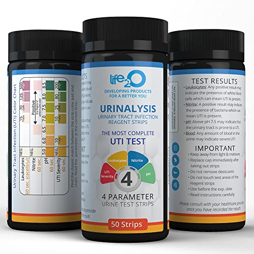 Life2O 4-In-1 Full Panel Uti Test Strips For Women, Men & Kids 50Ct, Includes Uti Severity, Urinalysis Urine Test Strip For Uti And Bladder, At Home Urinary Tract Infection Test Kit #TOP5