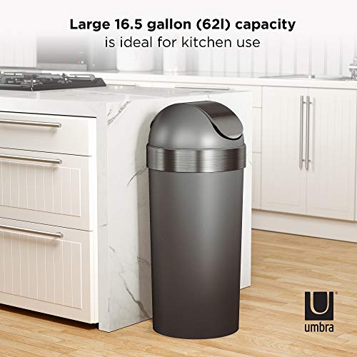 Umbra Venti Swing-Top 16.5-Gallon Kitchen Trash Large, 35-Inch Tall Garbage Can For Indoor, Outdoor Or Commercial Use, Pewter #TOP4
