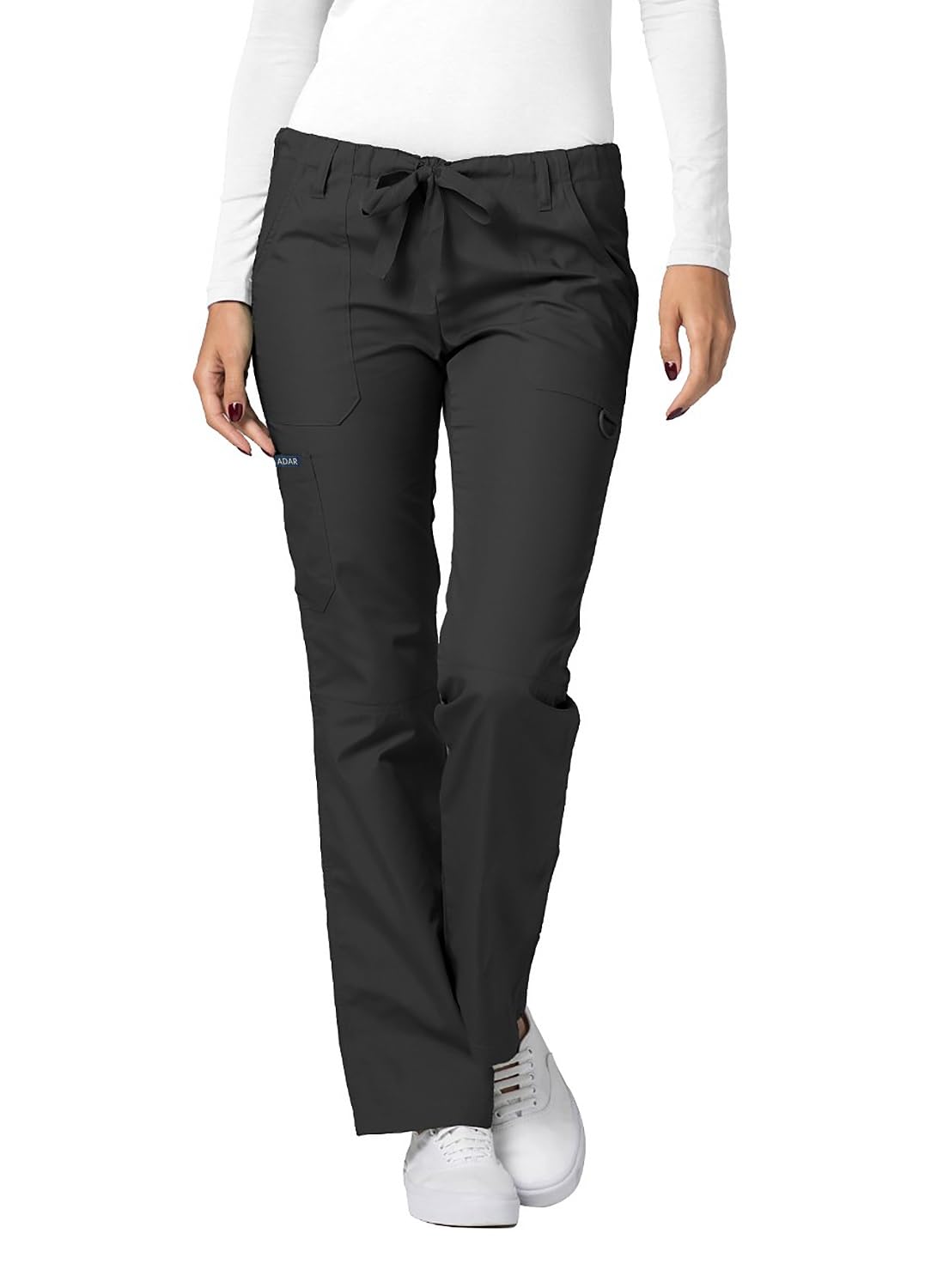 Adar Universal Scrubs for Women - Drawstring Straight Leg Scrub Pants - 510 - Pewter - 2X