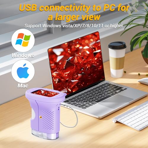 2.4" Screen Pocket Kids Microscope: 1000X Handheld Microscope for Photo and Video - Portable Science Kits STEM Toys – Christmas/Birthday Gifts for Girls & Boys Ages 3-12(Purple) - Image 6