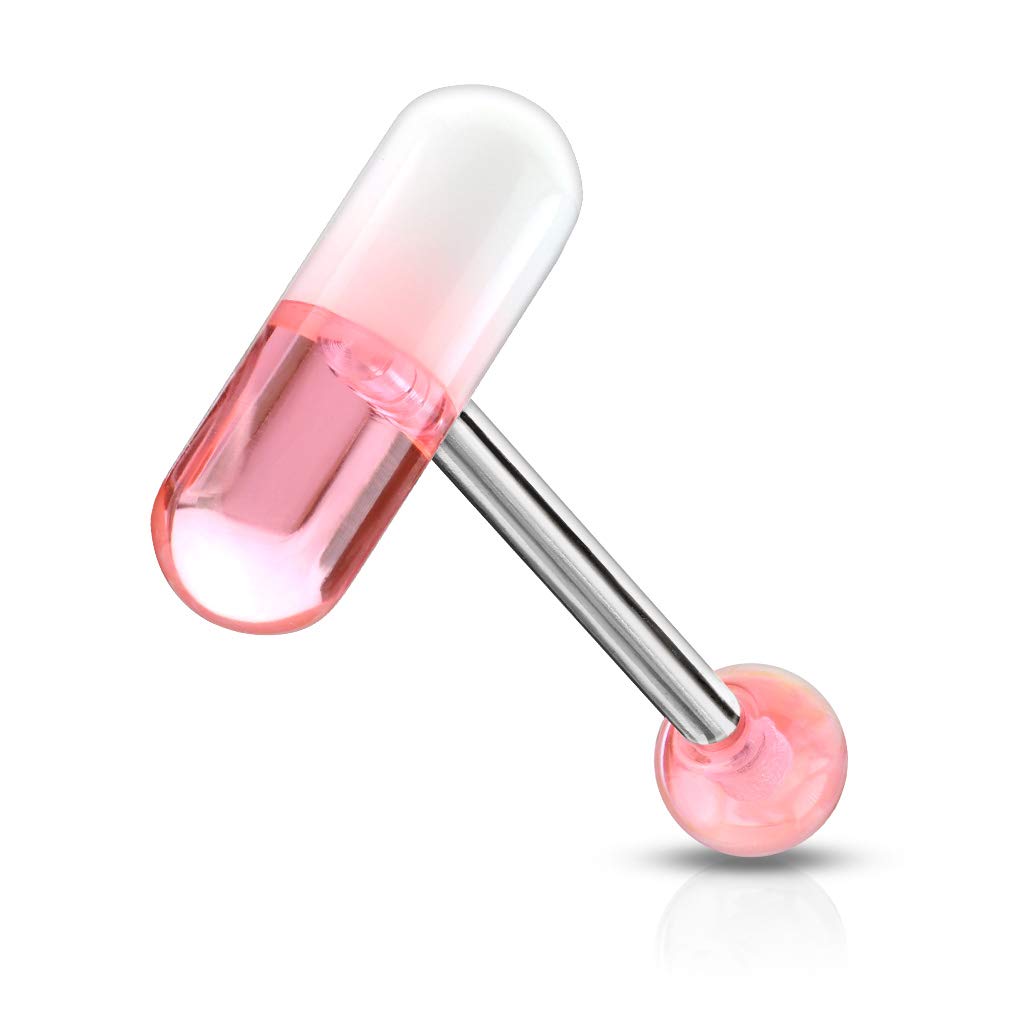 Lovepiercing Piercing de lengua cápsula medicamento acero quirúrgico inoxidable antialérgico Barbell Piper Rose LovePIERCING, Acero aleado