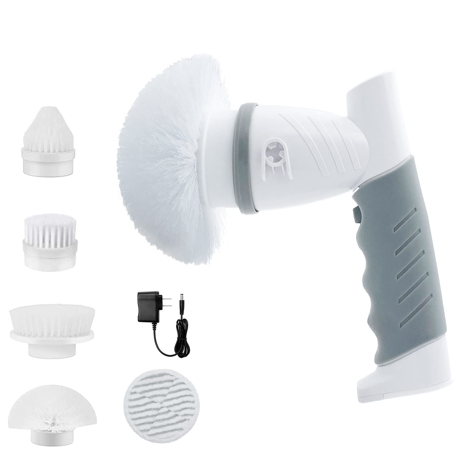 Electric Spin Scrubber Cordless Cleaning Brush with 5 Replaceable Brush Heads, Rechargeable Power Scrubber for Bathroom Shower Floor Window Tub Sink