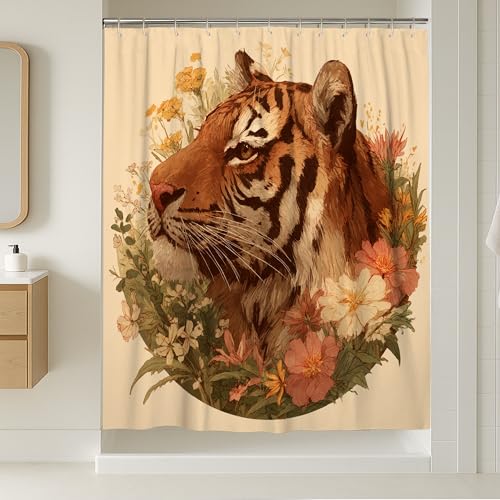 Rideau de douche extra long orange 183x243 cm lavable avec crochets - 2